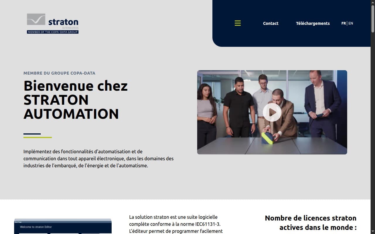 Capture d'écran du site Straton Automation - Éditeur de logiciel d'automatisation industrielle (Soft PLC IEC 61131-3)